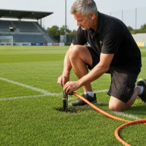 Einstellung eines Bewässerungsregners zur präzisen Ausrichtung der Wasserverteilung