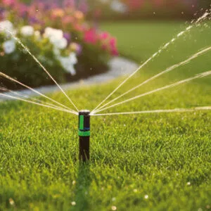 Nahaufnahme eines Hunter MP Rotators mit mehreren Einzeldüsen zur gleichmäßigen Wasserverteilung