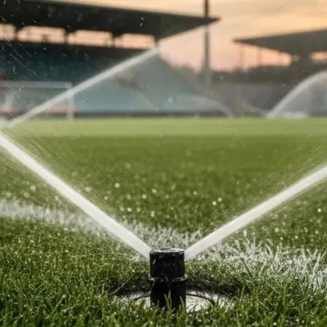 Ein Versenkregner bewässert den Fussballplatz dank Sportplatzberegnung